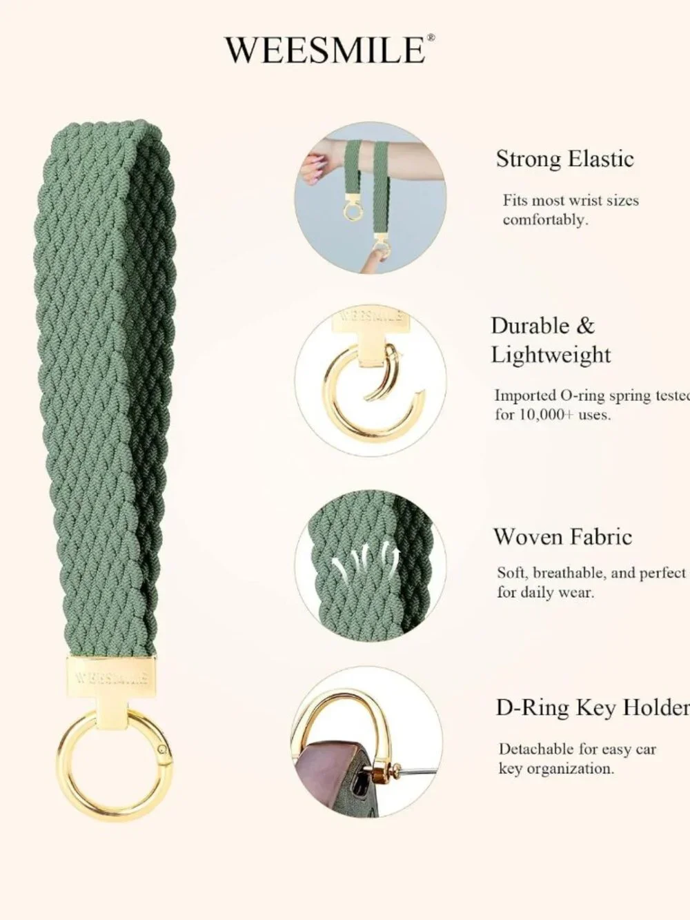 Stretchy Keychain Wristlet for Car Keys, Versatile Key Ring Holder Accessory